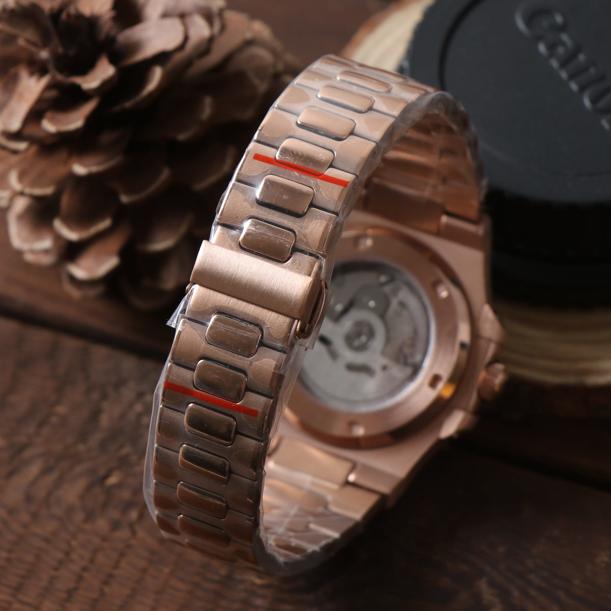 NAUTIKO ROSE GOLD CHOCOLATE OPEN HEART
