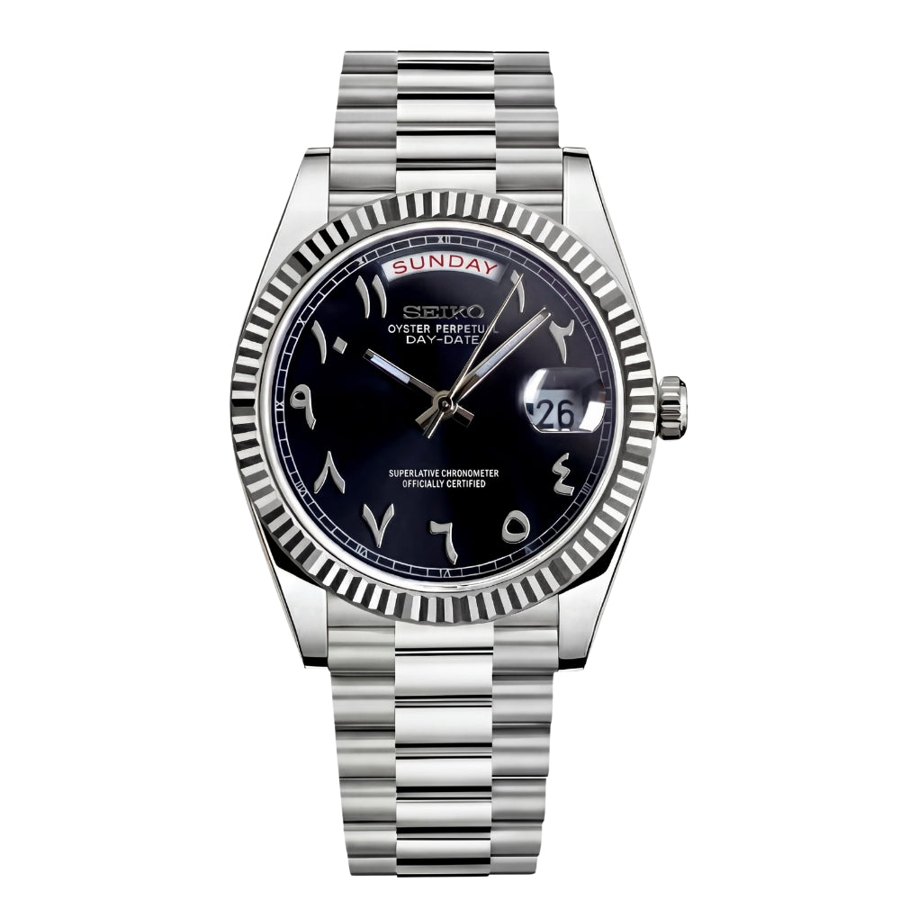 SEIKO JUST DAY-DATE ARABIC BLACK