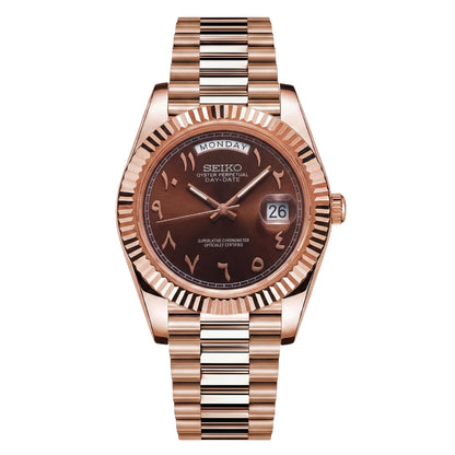 SEIKO JUST DAY-DATE CHOCOLATE ARABIC ROSE GOLD