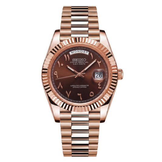 SEIKO JUST DAY-DATE CHOCOLATE ARABIC ROSE GOLD