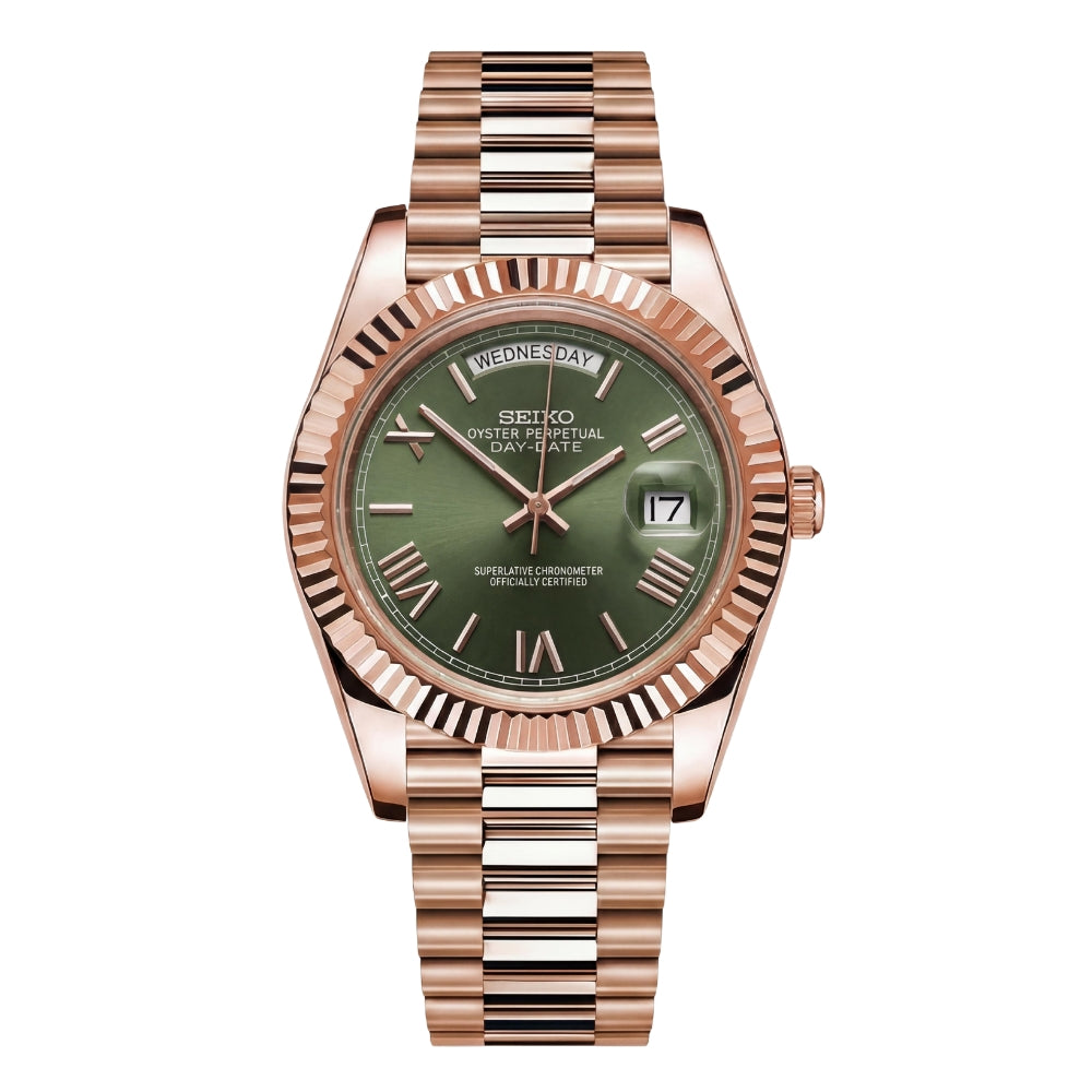 SEIKO JUST DAY-DATE MINT GREEN ROMAN (ROSE GOLD)
