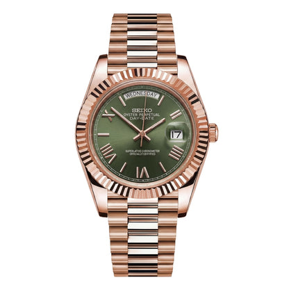 SEIKO JUST DAY-DATE MINT GREEN ROMAN (ROSE GOLD)