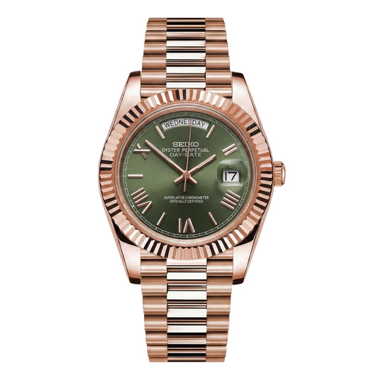 SEIKO JUST DAY-DATE MINT GREEN ROMAN (ROSE GOLD)