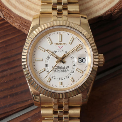 SEIKOJUST SKY-DWELLER WHITE (GOLD)