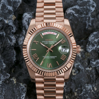 SEIKO JUST DAY-DATE MINT GREEN ROMAN (ROSE GOLD)