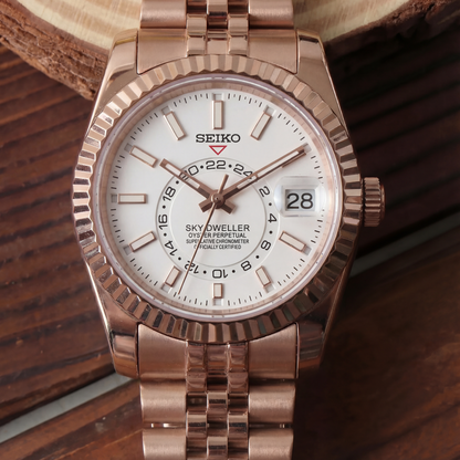 SEIKOJUST SKY-DWELLER WHITE (ROSE GOLD)