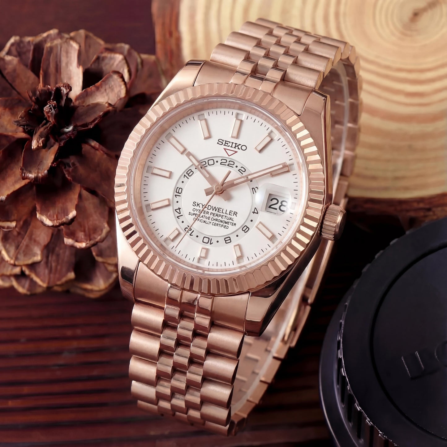 SEIKOJUST SKY-DWELLER WHITE (ROSE GOLD)