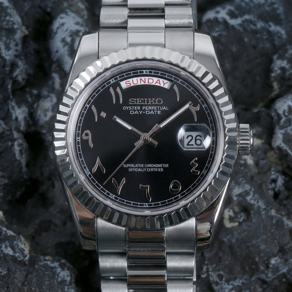 SEIKO JUST DAY-DATE ARABIC BLACK