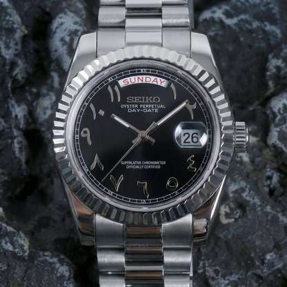 SEIKO JUST DAY-DATE ARABIC BLACK