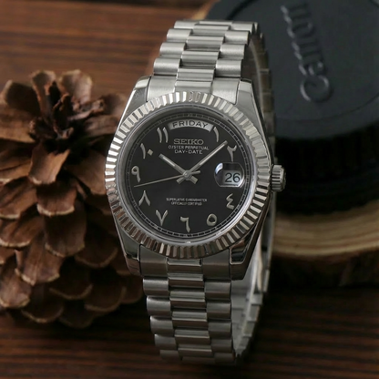SEIKO JUST DAY-DATE ARABIC BLACK
