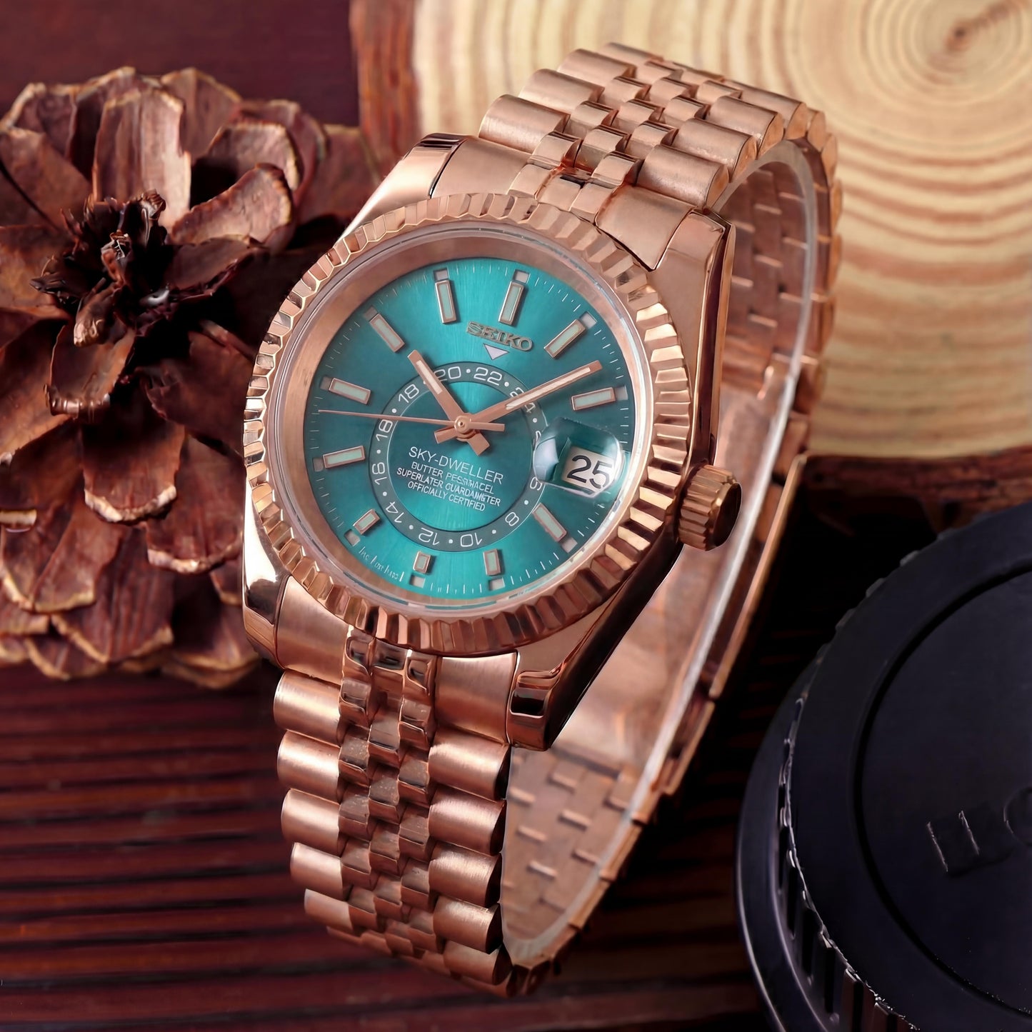 SEIKOJUST SKY-DWELLER ROSE GOLD TURQUOISE