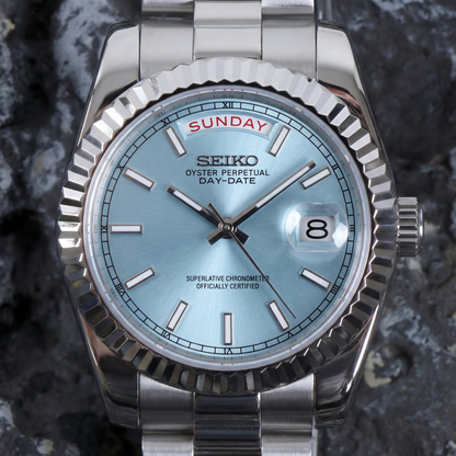 SEIKOJUST DAY-DATE ICE BLUE