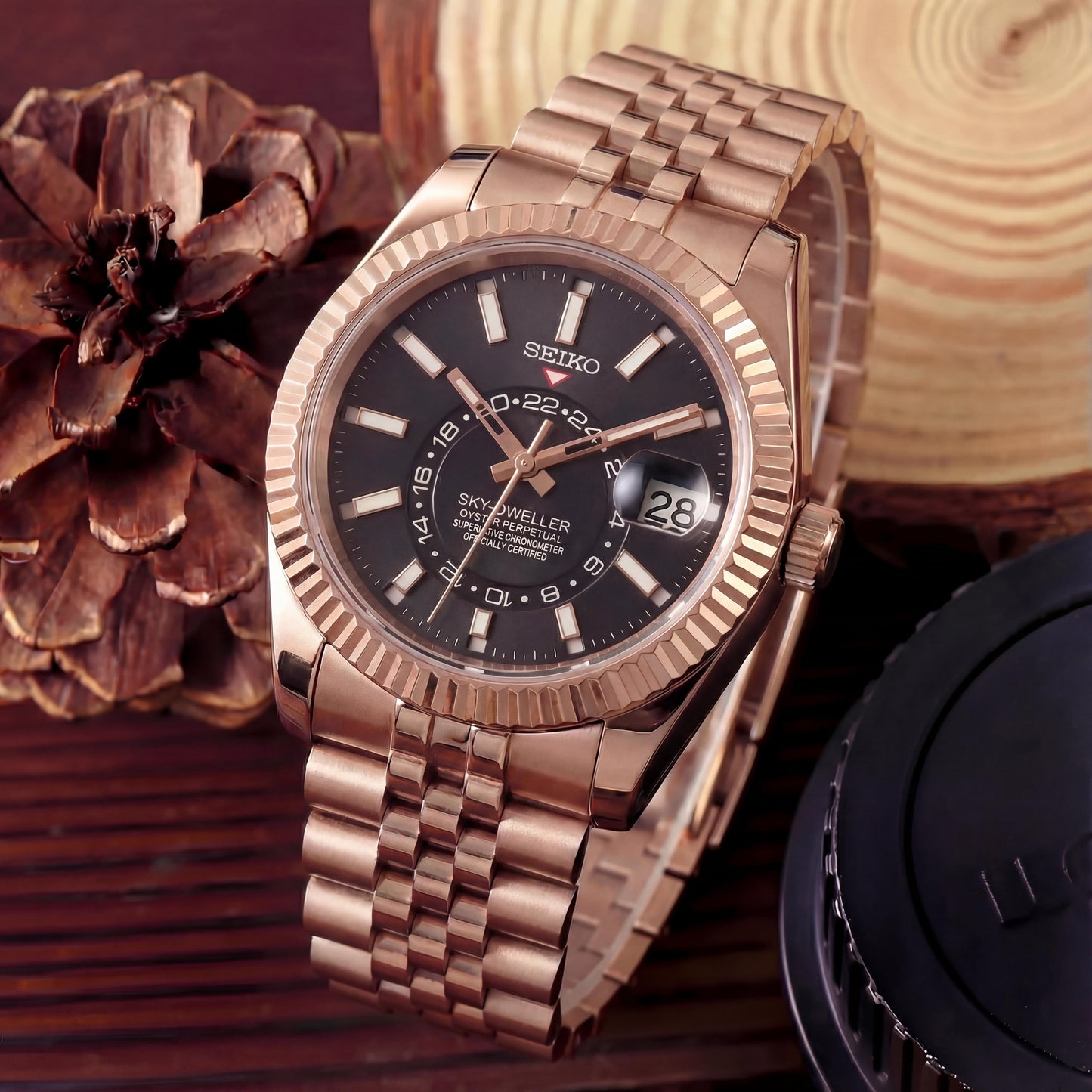 SEIKOJUST SKY-DWELLER BLACK (ROSE GOLD)
