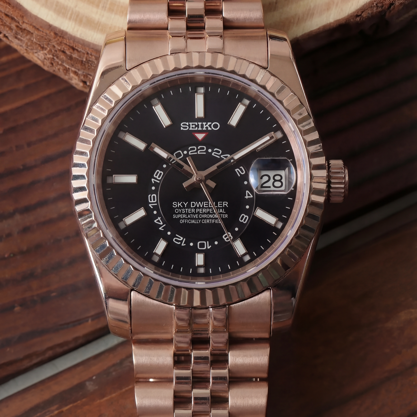 SEIKOJUST SKY-DWELLER BLACK (ROSE GOLD)
